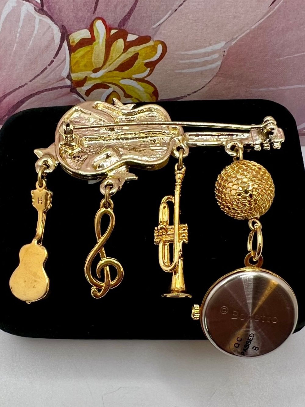Bonetto Watch Brooch Musical Instrument Theme - Picture 5 of 6